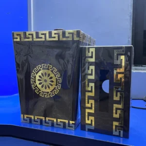 Multi Purpose Duarable Room Versace Design Dustbin With Tissue Box