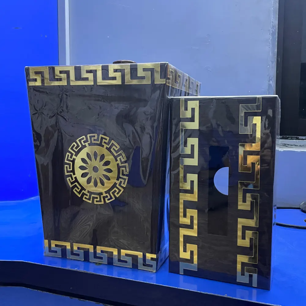 Multi Purpose Duarable Room Versace Design Dustbin With Tissue Box