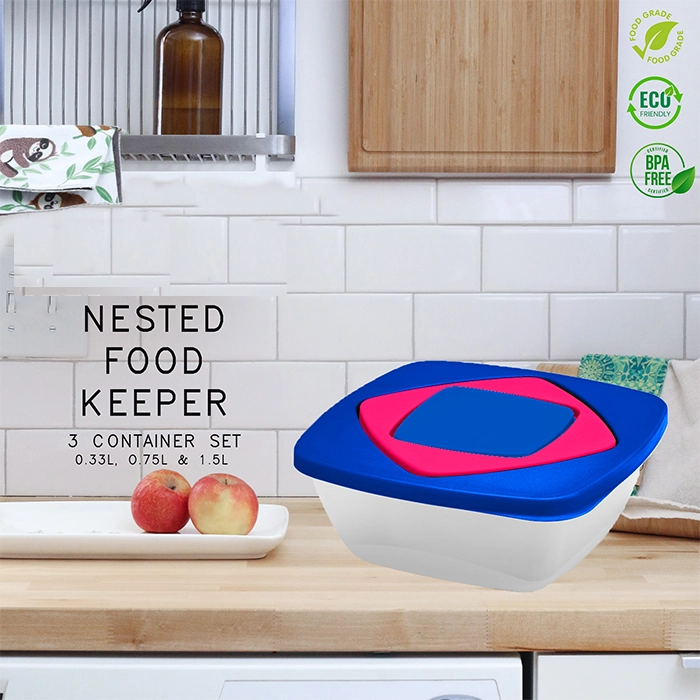 NESTED FOOD KEEPER - 3 CONTAINERS SET (MICROWAVE SAFE)