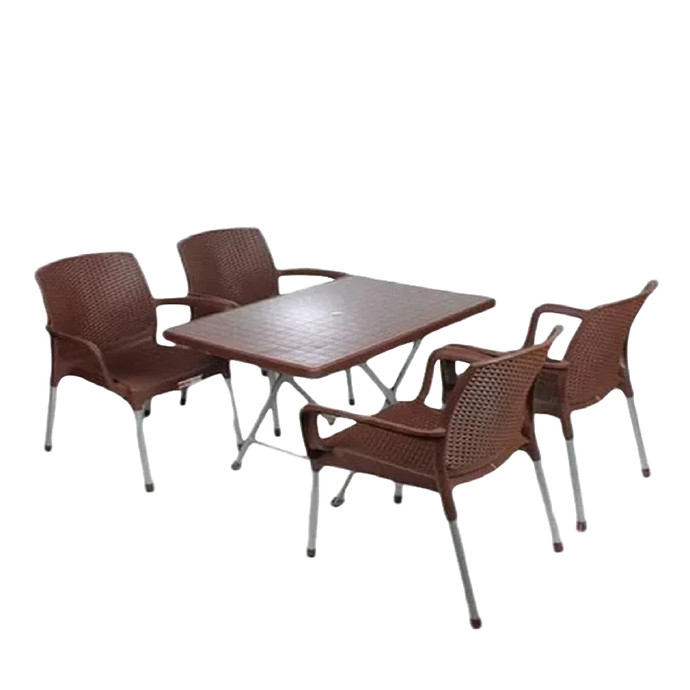 4 Patio Garden Chairs & 1 Heavy-Duty Folding Table Set