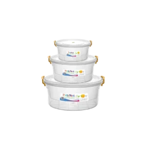 Prettyneat Clip Food Storage Container Set Small - Pack Of 3 (Microwave Safe)