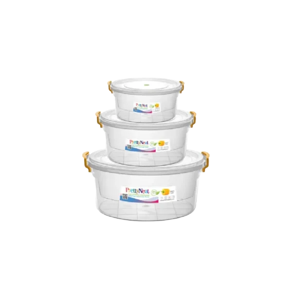 Prettyneat Clip Food Storage Container Set Small - Pack Of 3 (Microwave Safe)